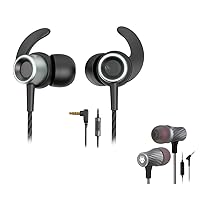 Super Bass Amazing Sound Promo Package Deal - Super Bass 90%-Noise Isolating Earbuds with Microphone and Case and Noise Cancelling Headphones Wired Earbuds for Sport Workout with Earhooks