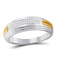 The Diamond Deal Sterling Silver Mens Round Diamond Wedding Band Ring 1/10 Cttw