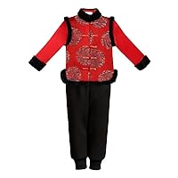 Chinese Style Embroidered New Year's Clothing,Boys' Quilted Festive Clothes,Winter Thickened Tang Suits.