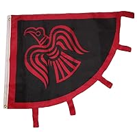 3x5 Viking Raven Red Black 150D Woven Polyester Nylon Flag 3'x5' Banner Grommets Heavy (UV Fade Proof Heavy Duty Wind Resistant Fabric)