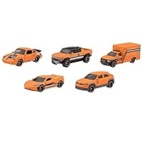 Matchbox Moving Parts Collectible Series 70 Years Special Edition Die-Cast Vehicle Series - HMV12 ~ Complete Set of 5 Orange and Black Cars