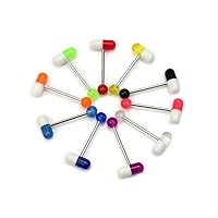 New 10Pcs Pill Capsule Tongue Nipple Bar Ring Barbell Body Piercing Jewelery .Random Color Durability
