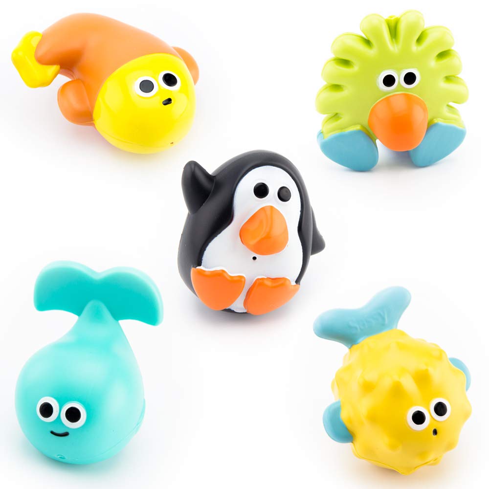 Sassy Bathtime Pals Squirt and Float Toys 9+ Months Set of 5 Sea Characters