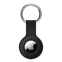Holder Case for AirTags Ultra Light Silicone Sleeve for AirTags Durable Anti-Scratch Protective Skin Cover with Anti-Losing Keychain Ring Accessory Compatible with Apple AirTags 2021 Black