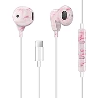 Colorful USB C Headphones with Microphone,C Plug Earbuds with Volume Control,Wired Type C Earphones for Android Support Call,Compatible with Samsung Galaxy S23 Ultra, S23+, S23,iPad Pro,Pink