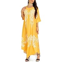 Arab Long Dress for Women, Elegant Ethnic Print Beaded Muslim Jalabiya Eid Party Evening Dresses