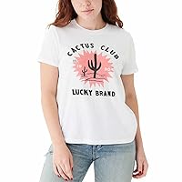 Lucky Brand Women's Top Size XL Reg Graphic Tee Short Sleeve Cactus Club White