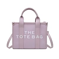 NEGBIU Tote Bags for Women, Leather Mini Tote Bag with Zipper, Shoulder/Crossbody/Handbag（10.2 * 7.8 * 3.5in (Purple)