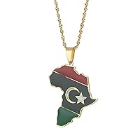 Libya Map Flag Pendant Necklace For Women Men Gold Color Country Maps Jewelry