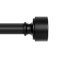Black Curtain Rods for Windows 66 to 120 Inch(5.5-10ft),Noble Metal End Cap Curtain Rods,1