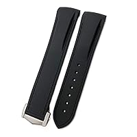 19mm 20mm 21mm 22mm Rubber Silicone Watchband for Omega AT150 Seamaster 300 De Ville Planet Ocean Watch Pointed Buckle Strap (Color : Black Black, Size : 22mm)