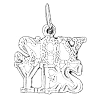 18K White Gold Say Yes Saying Pendant, Made in USA