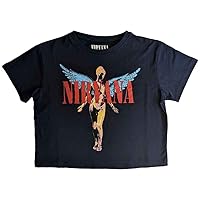 Nirvana Crop Top T Shirt in Utero Angelic Band Logo Official Womens Navy