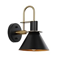 Industrial Wall Sconce Black and Brass Wall Mounted Light Modern Farmhouse Lighting Wall Light Fixture with E26 Base Gooseneck Indoor Wall Lamp for Bedroom Living Room Bedside Sink Bathroom