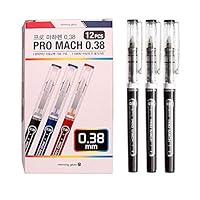 Morning Glory Pro Mach Roller Ball Pen (12 pcs, 6 pcs) 0.38 mm Fine Point Tip (Black (12 pcs)) New Upgrade Model