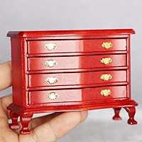 AirAds Dollhouse 1:12 Scale Dollhouse Miniatures Furniture red Chest TV Stand with Drawers