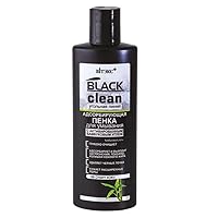 & Vitex Black Clean Absorbing Washing Foam for All Skin Types, 200ml with Sage Leaf Extract, Activated Charcoal, Green Tea Leaf Extract