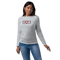 New Hampshire Area Code 603 with NH Center Red Heart Design. Unisex Fashion Long Sleeve Shirt