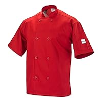 Mercer Culinary Millennia Air Short Sleeve Men's Cook Jack with Full Mesh Back, Large, Black