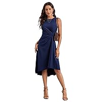 Dresses for Women 2023 Solid Ruched Front A Line Midi Dress