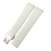 Rubber Watchband 21mm Silicone Strap Fit for Patek AQUANAUT Philippe 5164A 5167A Metal Pins Watch Belt (Color : White, Size : 21mm)