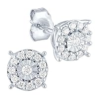 0.25 CT Round Cut Created Diamond Halo Stud Earrings 14k White Gold Over