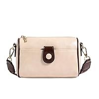 Bcony Women's Fashion Leather Shoulder Bag with Adjustable Straps, Beige, beige, 22*14*11cm