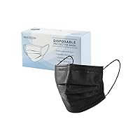 Disposable Face Masks, 50 Pack, Black, 3-Ply, Single Daily Use, Face Mask for Women & Men