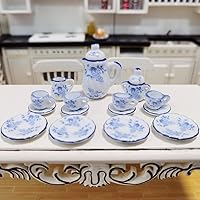 AirAds Dollhouse 1:12 Scale Dollhouse Miniature Tea Set Porcelain Coffee Set Tea Set Blue Grapes