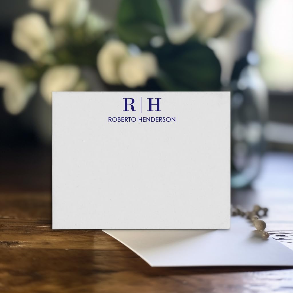 Personalized Two Letter Stationary Monogram Stationary Set FLAT NOTE CARDS, Personalized Monogram Stationery Set, Your Choice of Colors and Quantity