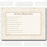 Neutral Gold Stars Baby Shower Games Nursery Rhyme Quiz Cards