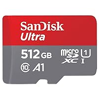 SanDisk 512GB Ultra microSDXC UHS-I Memory Card with Adapter - Up to 150MB/s, C10, U1, Full HD, A1, MicroSD Card - SDSQUAC-512G-GN6MA