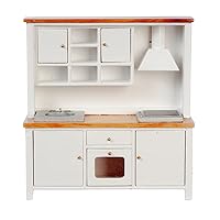 Dollhouse White & Oak Complete Modern Kitchen Unit with Sink Oven & Hob 1:12