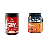 Six Star Elite Series 100% Whey Protein Plus Vanilla Cream 1.8lbs US & Body Fortress 100% Whey, Premium Protein Powder, Chocolate, 1.78lbs (Packaging May Vary)
