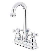 Kingston Brass KB3611AX Restoration Center Set Bathroom Sink Faucet with ABS Pop-Up Drain, 3-3/4-Inch, Polished Chrome