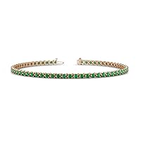 Emerald 2.4mm 3-Prong Tennis Bracelet 1.86 ctw 14K Rose Gold