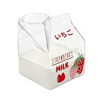 Cute Mugs,Milk Carton Glass Mug Square Cute Breakfast Cup For Home Portable Students Clear Milk Cups Strawberry
