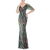 Women's Off Shoulder Sequins Floor-Length Mermaid Evening Dress