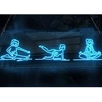 Pregnant Women Doing Yoga Neon Sign, Yoga Pose, Sports Theme Handmade EL Wire Neon Light Sign, Home Decor Wall Art, Orange