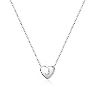 Memorjew 925 Sterling Silver Initial Heart Necklace for Girls Women - Gifts for Girls Women, Dainty Hypoallergenic Sterling Silver Cubic Zirconia Initial Heart Necklace for Women Girls Jewelry Gifts