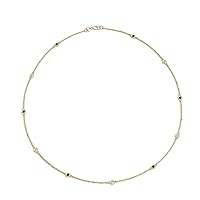Black & White Natural Diamond by Yard 11 Station Petite Necklace 0.35 ctw 14K Yellow Gold. Included 18 Inches Gold Chain.