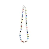 Handmade Murano Glass Small Beaded Necklace with Millefiori, Colorful, 20