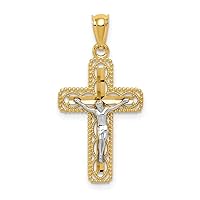 14k Two-tone Polished Crucifix Pendant Fine Jewelry Gift For Her For Women