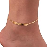 Customized Name Bar Anklet 16K Plated Gold Rose Gold Silver Valentine's Day Wedding Chrisams Bridemaids Gift Personalized gift