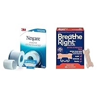 Nexcare Strong Hold Pain-Free Removal Tape, Silicone Adhesive, Secures Dressing and Lifts Away Clean & Breathe Right Nasal Strips Extra Strength Tan Nasal Strips Help Stop Snoring Drug-Free Snoring