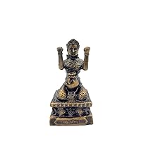Amulet Brass Statue Nang Kwak 2 Hands for Wealthy and Lucky in Trade 5 inch, Black