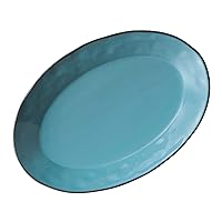 Koyo Pottery 13587048 Cafe Dinnerware, Curry Plate, Pasta Plate, Oval Plate, 10.2 inches (26 cm), Platter, Hotel Restaurant Specifications, Microwave, Dishwasher Safe, Rafelum, Antique Blue, Blue,