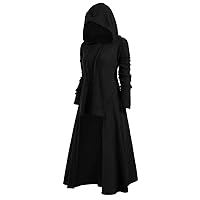 Women's Solid Color Long-Sleeved Hoodie Vintage Halloween Cape Knitted Tops Blouse