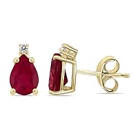 5x3MM Pear Shape Natural Gemstone And Diamond Earrings in 14K White Gold and 14K Yellow Gold (Available in Emerald, Ruby, Sapphire, and More)