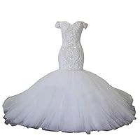Tsbridal Mermaid Wedding Dresses Off-The-Shoulder Beaded Wedding Gowns